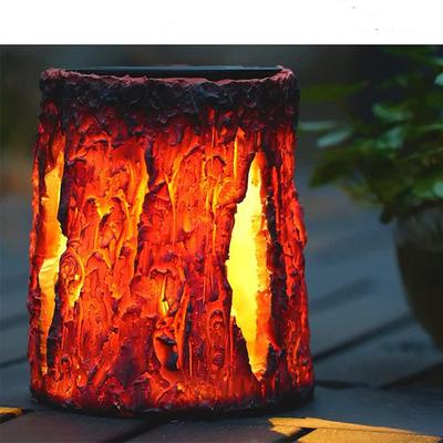 Stump On Fire Torch Lights,Flickering Flame Lantern Lights,Solar Powered Landscape Lighting for Garden Patio Decor
