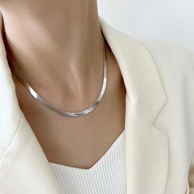 Stainless Steel Snake Bone Chain: Simple, Durable, Non-Fading Titanium Steel Clavicle Chain - Versatile and Hot-Selling.