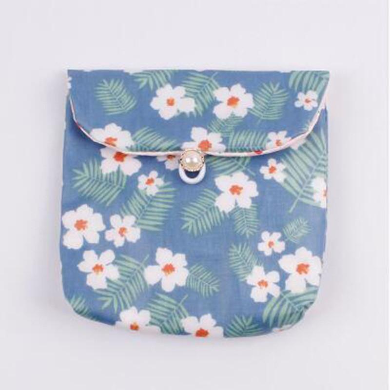 

Хлопковые гигиенические портативные сумки для хранения прокладок, дизайн в горошек, гигиена для девочек Blue Flower