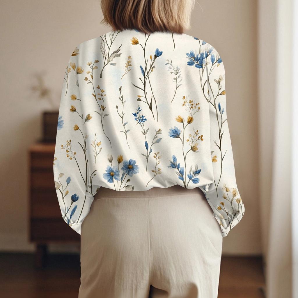 Skjorte for kvinner Bluse med knapp Langermet Uformell Basic skjortekrage Vanlig topp
