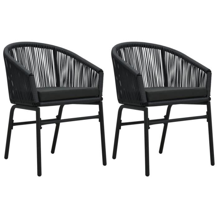VidaXL Chaises de jardin 2 pcs Noir Rotin PVC