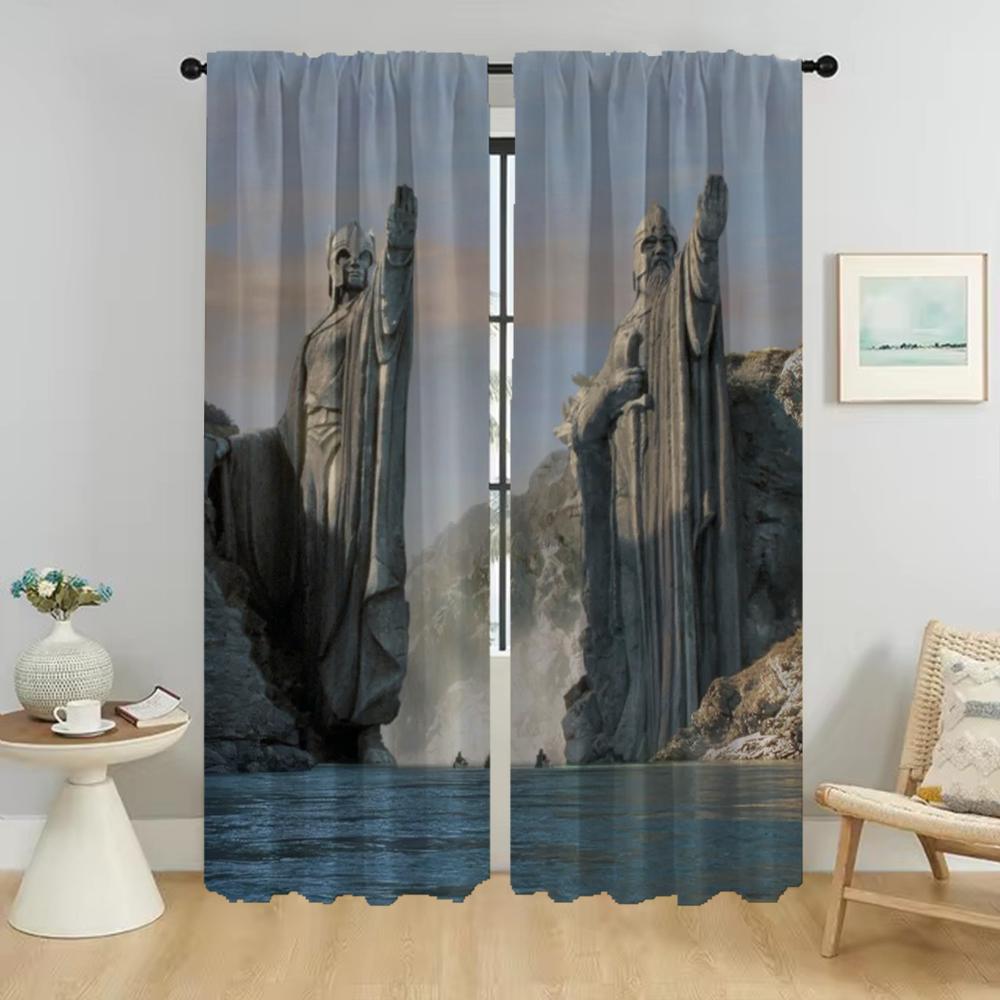 L-Rings Window Curtain for Room 2 Panel Elegant Room Curtains Home Interior Curtains Halloween Decoration Shades Partition Child