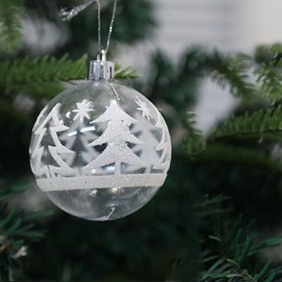6pcs Delicate Christmas Tree Pendant Creative White Painted Ball Christmas Ball Gift
