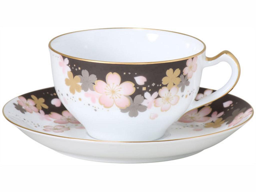Okura Art Pottery Sakura Series 2nd Edition "Yuzen Sakura" Cup & Saucer, Coffee/Tea, Approx. 235cc, Made In Japan, 1c/a682-2