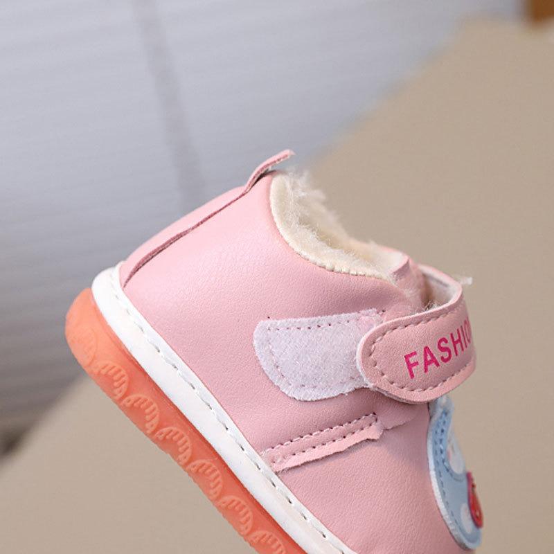 Infant Walking Shoes 0-1-2 Years Old, Boys and Girls Winter Squeaky Shoes, Fleece-Lined Thickened.