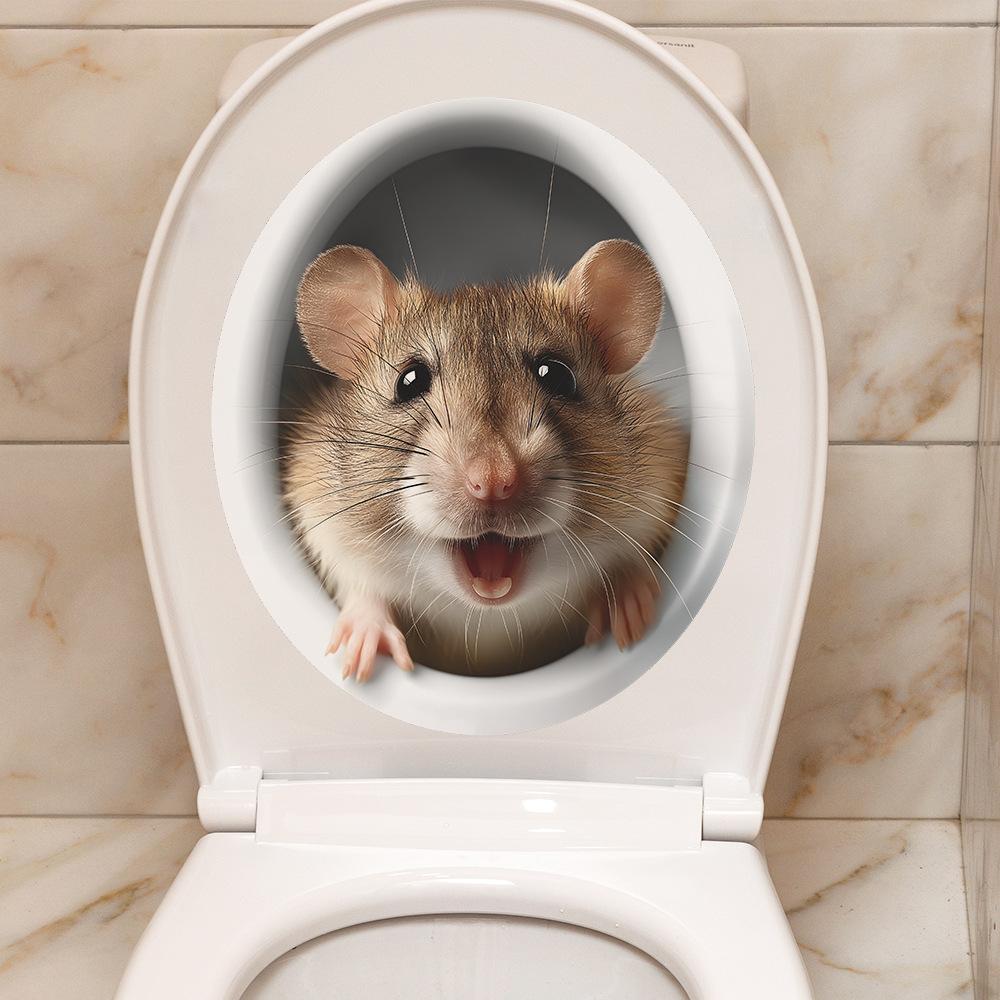 Cute and Realistic Hamster Bathroom Toilet Decoration and Beautification Stickers