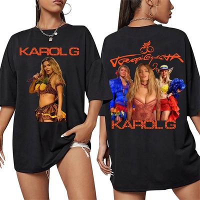 Hochwertiges Baumwoll-T-Shirt Karol G Tropicoqueta Tour Album 2026 Merch T-Shirt Herren Damen Mode Ästhetisches Kurzarm-T-Shirt