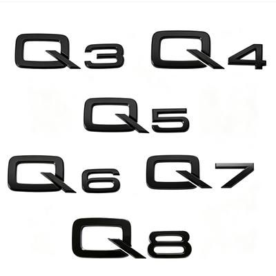 3D ABS Numbers Letters Q2 Q3 Q4 Q5 Q6 Q7 Q8 Emblem For Q Series Car Fender Trunk Rear Logo Sticker Black Silver