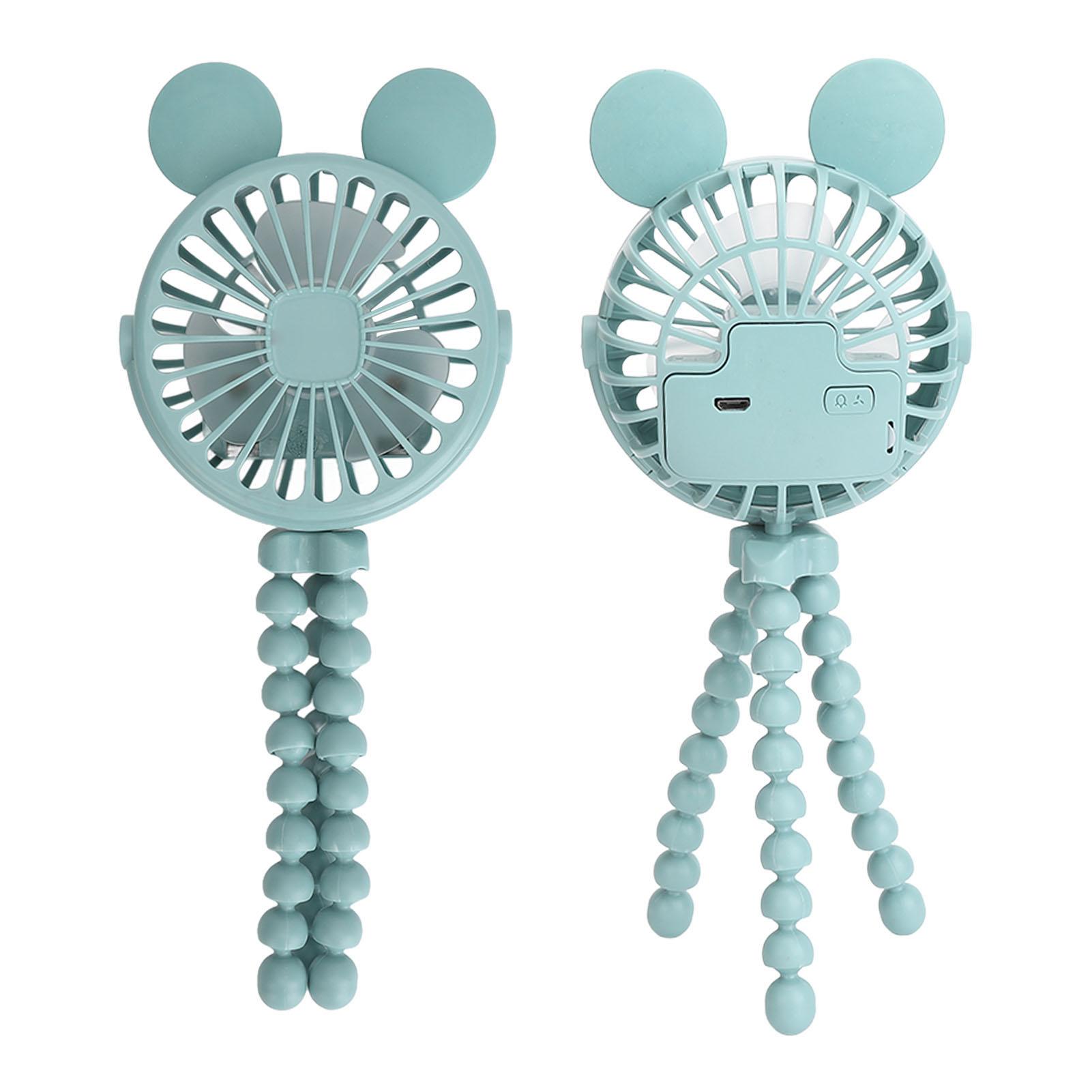 

Flexible Tripod Fan Round Shaped 3 Wind Gears LED Night Light Portable Stroller Fan for Desktop синий