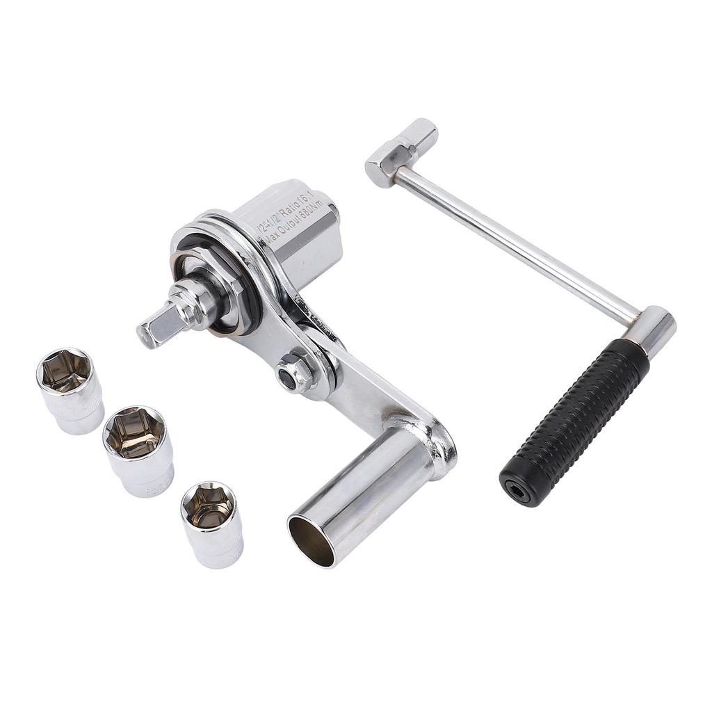 1 2in Torsion Multiplier Wrench Looseing Nuts 1:16 Gear Ratio Car Tire Nut Remover with 17mm 19mm 21mm Sockets for Car
