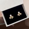 Light luxury and elegant lace ribbon hollow out bowknot pearl earrings for women unique high-end earings stud jewelry gifts