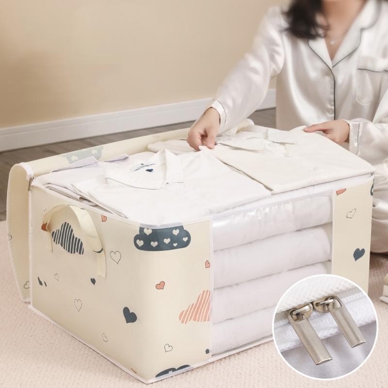 4Pcs Quilt Storage Container with Lids Large Capacity Fabric Quilt Bags Versatile Storage Bin for Household Use