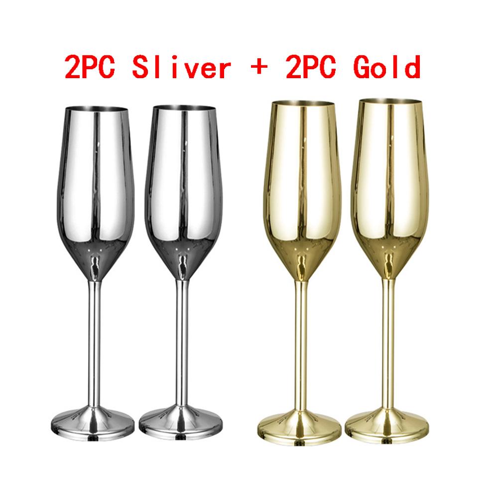 2/4 ks nerezové oceli 304 pohár na víno sklenice na flétnu, šampaňské, kreativní koktejlové sklenice, párty barové nádobí, kuchyňské náčiní, restaurace