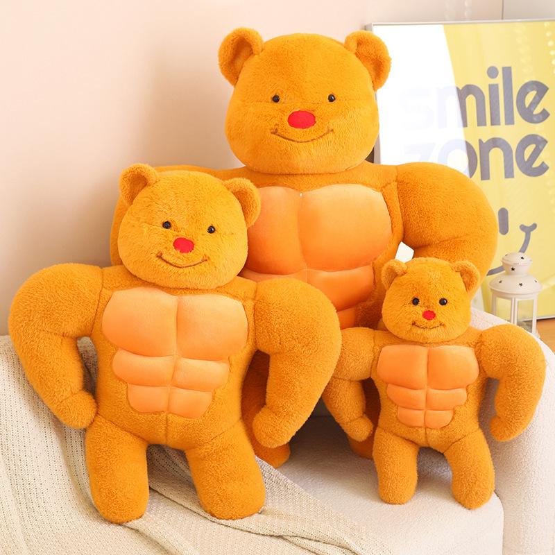 Creative Muscle Bear Doll Plush Toy Funny Fitness Muscle Hug Bear Girl Muppet Doll