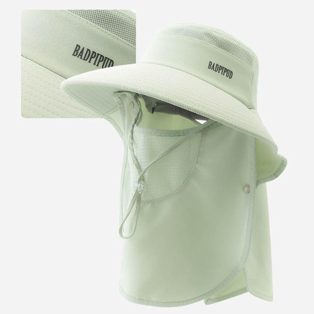 Wide Brim Summer Face Shield Neck Cap with Face Mask All-in-one Sun Hat
