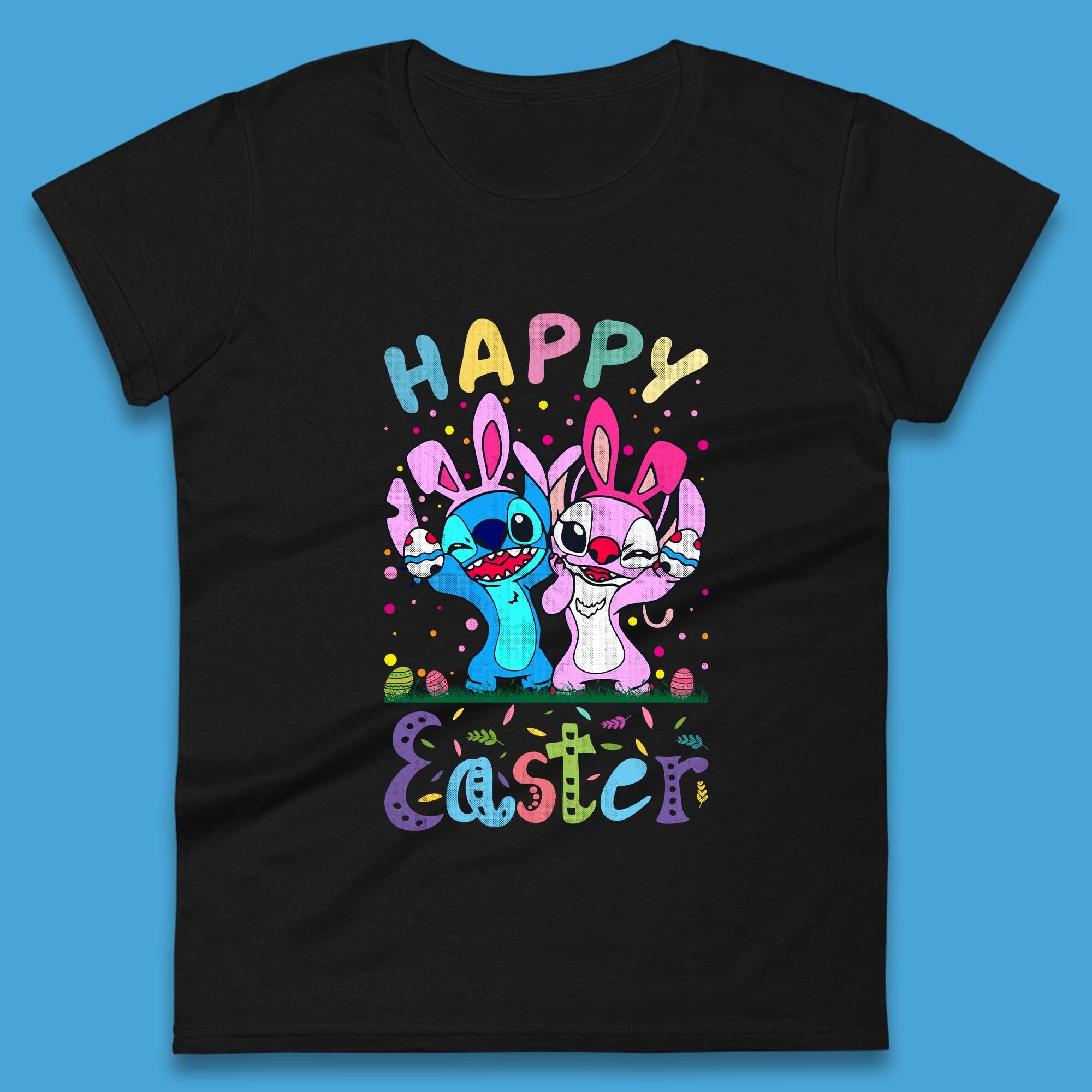 Happy Easter Stitch Womens T-Shirt Mens Tops Tees Unisex 4XL