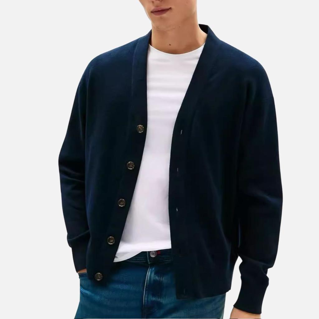 Tommy Hilfiger Casual Comfortable Simple V-Neck Long Sleeve Knit Sweater Men Tops XM04460-400