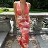 European and American Pure Desire Style Summer New Sexy Spice Girl Neck Print Sleeveless Dress