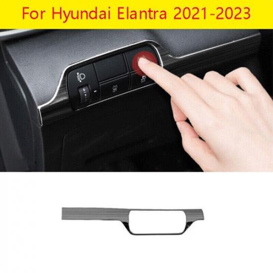 For Hyundai Elantra 2021-23 Steel Black Headlight Button Frame Cover Panel Trim
