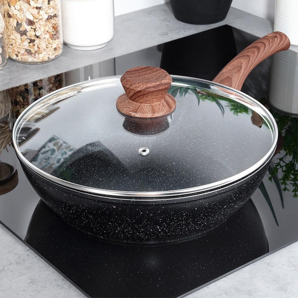 Granite Deep Frying Pan with Lid 28 cm