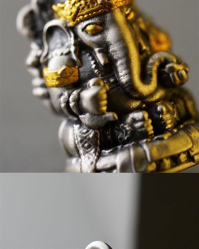 925 Silver Wealth God Elephant Pendant: Retro Handmade Fashion Jewelry