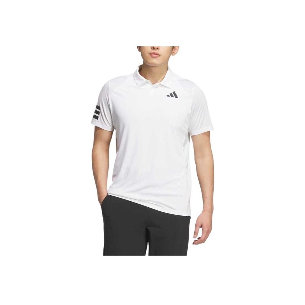 adidas Polo de Fitness à Séchage Rapide Imprimé Logo 3 Bandes Rayé Homme Polos Blanc Noir KA8332