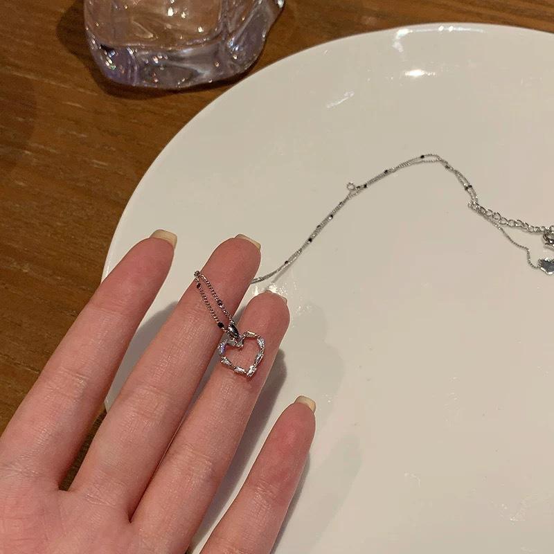 

New zircon love necklace women s light luxury high-end collarbone chain niche design fashionable versatile neck chain