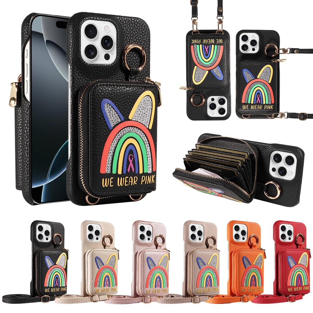 Noctilucent Crossbody Bag Faux Leather Phone Case for IPhone16 15 14 13 12 11 7 8 XS XRSeries Multi-card Slot, Bracket Function