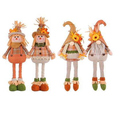 Scarecrow Doll Series Decoration Thanksgiving Straw Hat Dwarf Doll Ornament Harvest Season Maple Leaf Doll Desktop Ornament New