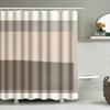 Modern Bathroom Decor Shower Curtain Set With Soft Fabric For Bathing Room Beige Tan Stripes Pattern (180 X 240 Cm)