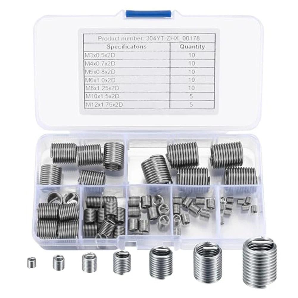 Repair Threads Easily with 60pcs Stainless Steel Helicoils for Various Sizes