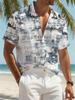 Hawaiian Men's Casual Tie-dye Gradient Print Shirt, Regular Fit with Lapel Collar and Front Button Closure, Suitable for Festivals and Outdoor Wear