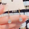 Girls Earrings 1 Pair Dangle Water Drop Pendant Elegant Dangling Golden Hypoallergenic Sparkling Rhinestone Women Fashion Jewelry