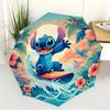 1pc Disney Stitch Surf Automatic Umbrella, All-Weather Folding Umbrella for All Occasions, Portable Compact Umbrella, Christma