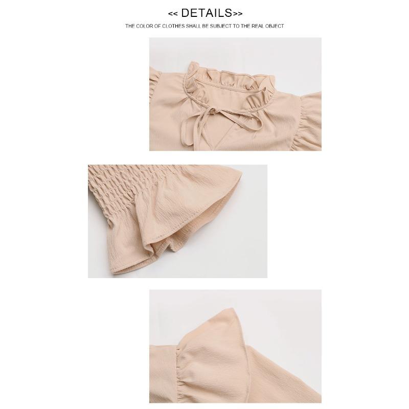 Women Clothing Spring Autumn Styles Ruffled Color Shirt Women Blouse