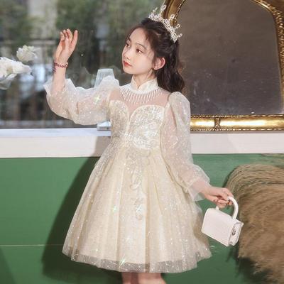 Elegantes Frühlings-Prinzessinen-Abendkleid für Mädchen mit Puff-Tüllrock - High-End-Kindermode.