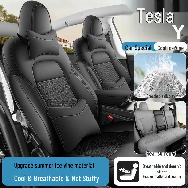 Tesla Model Y Dedicated Semi-Wrap Seat Cushion, All-Season Universal Cover, Car Interior Accessory