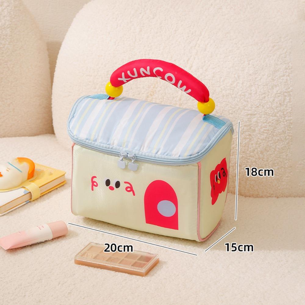 Cute Cartoon Cottage Makeup Bag Large Capacity Multifunctional Lunch Box Bag Insulated Fresh-Keeping Handbag