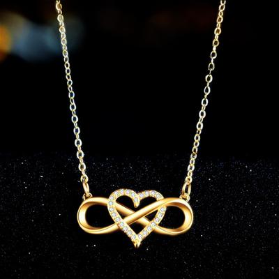 Infinity Heart Necklace for Women Cubic Zirconia Love Heart Pendant Necklace Romantic Birthday Gifts for Girlfriend Wife