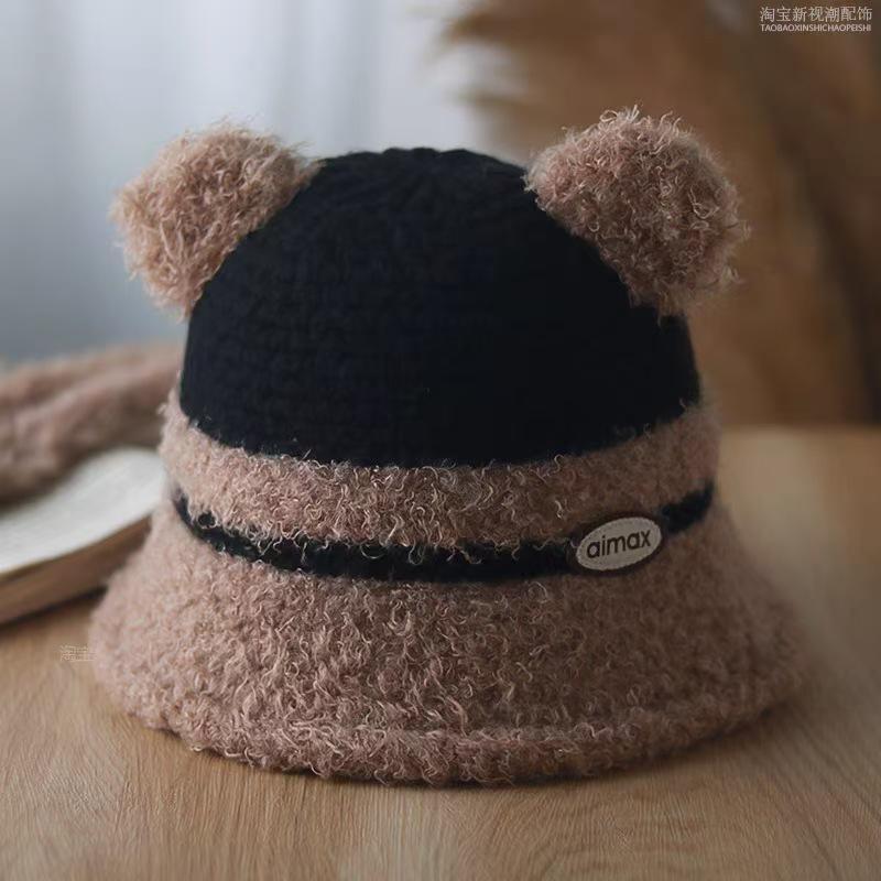 Autumn and Winter Lamb Velvet Warm Fisherman's Hat for Women's Travel Foldable Basin Hat Korean Style Trendy Versatile Small Bucket Hat with Face