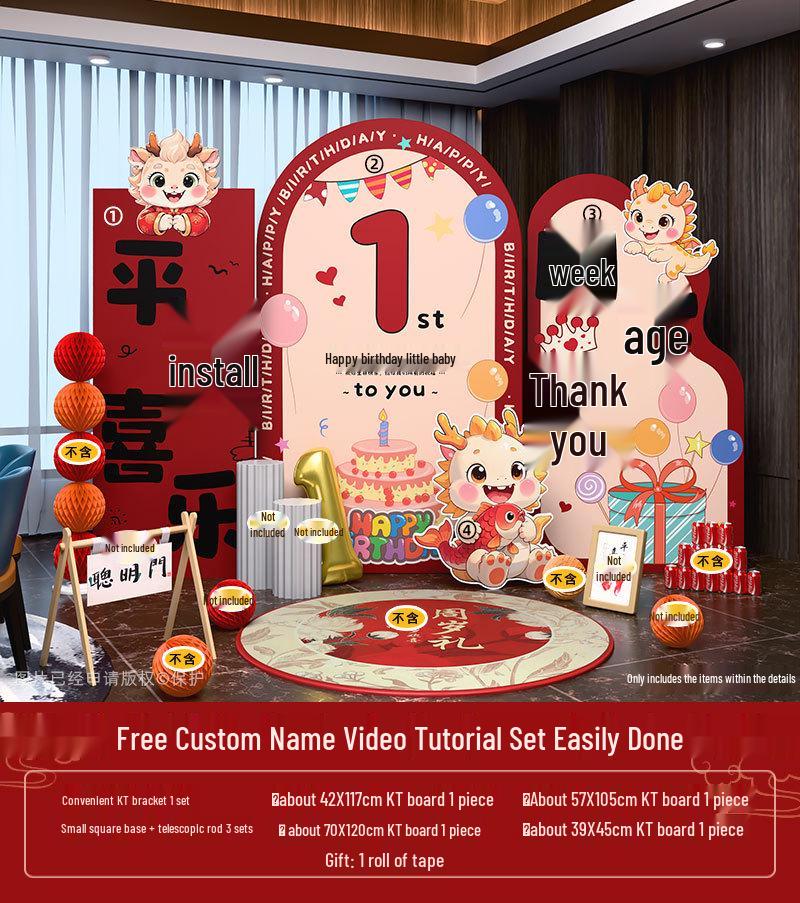 

Dragon Baby First Birthday Backdrop for Boys & Girls - Birthday Atmosphere Decoration KT Board