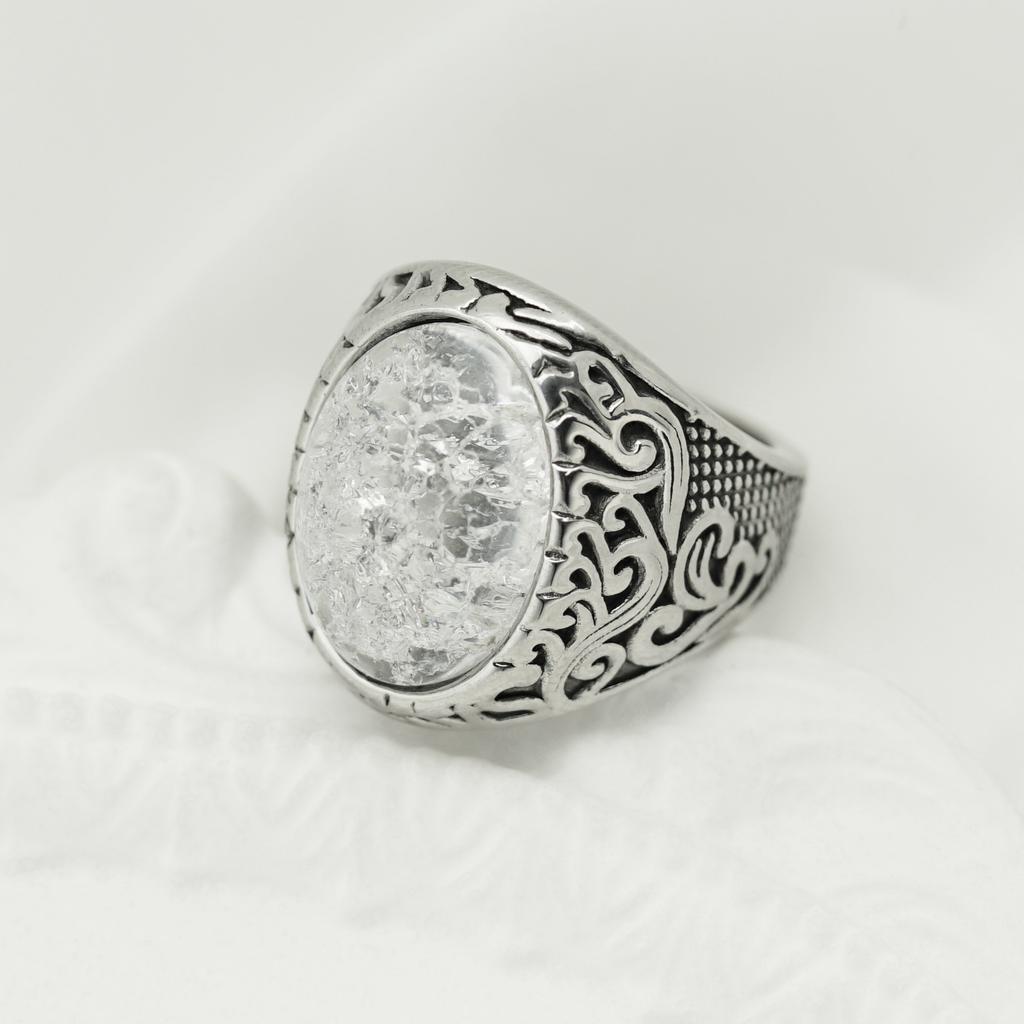 Retro 18K Gold Plated Stainless Steel Rings Luxury Big Stone Men Women Rings Wedding Couple Fashion