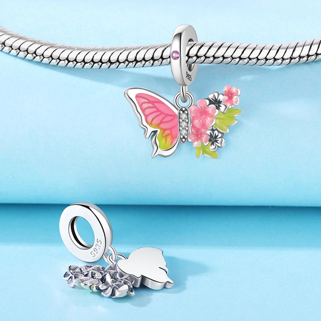 Realcopper Beautiful Butterflies Series Charm Fit Original Fine Bracelet Diy Bead Women Jewelry Fine Gifts Accessories
