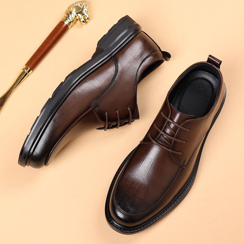 Leather Shoes Men's Casual Dress Inner Height Increase 6CM Groom Wedding Suit Shoes Trendy Men's Shoes 2025