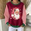 Women's Casual Christmas Print Crewneck Pullover Sweatshirt for Holiday Everyday Wear