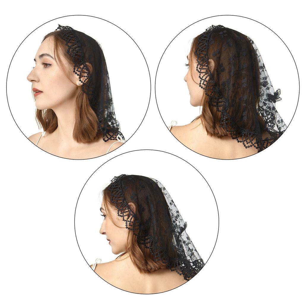 Multiuse Lace Mantilla Veil Church Headscarf Catholic Mass Veil for Various Occasion Headcover Religious Event Accessory