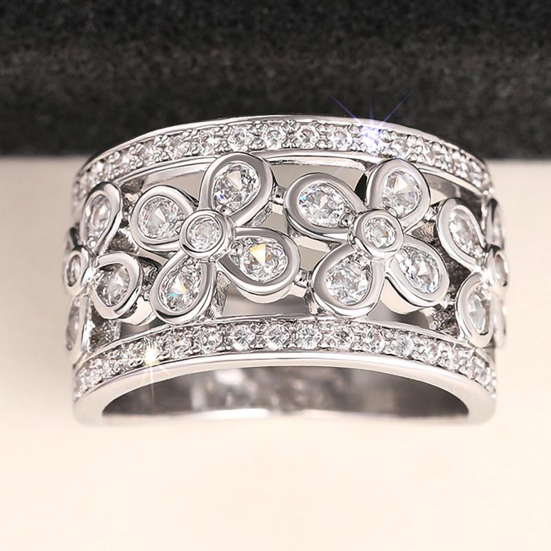 

Cao Shi Элегантное кольцо с цветочным узором для женщин - Стильный повседневный дизайн, Популярное украшение Size 8