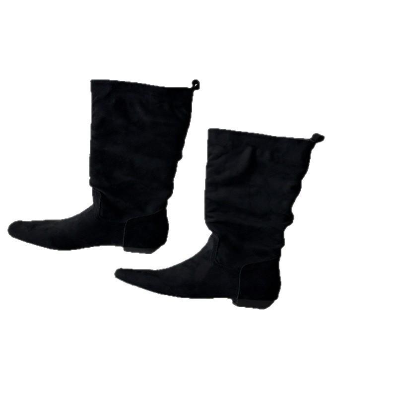 Niche design thick heel straight short boots women's 2025 autumn new western cowboy boots pointed middle boots Martin boots