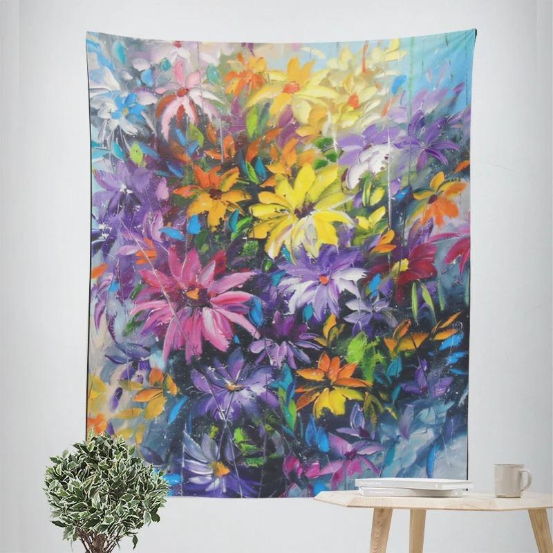 Oil Painting Potted Flowers Decorative Tapestry Home Wall Decoration Office Living Room Tapestry