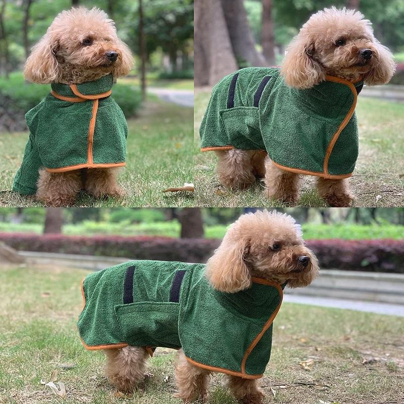 Pet Bathrobe Higly Absorbent Dog Drying Coat Quick Dry Adjustable Towel Cloth For Small Medium Large Pet Dog Cat Bath Robe